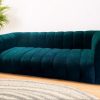 Emerald Green Panel Sheep Skin Fabric Couch