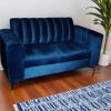 Royal Blue Velvet Two Seater Panel Couch
